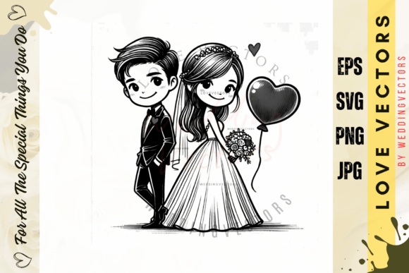 Capturing Romance: Wedding Couple & Love Vectors C4954