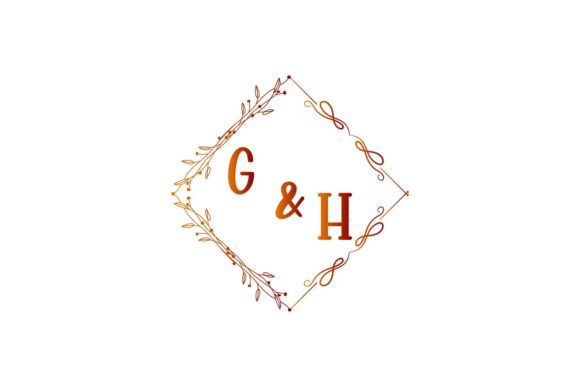 Elegant G & H Initial Flower Wedding Invitation Design