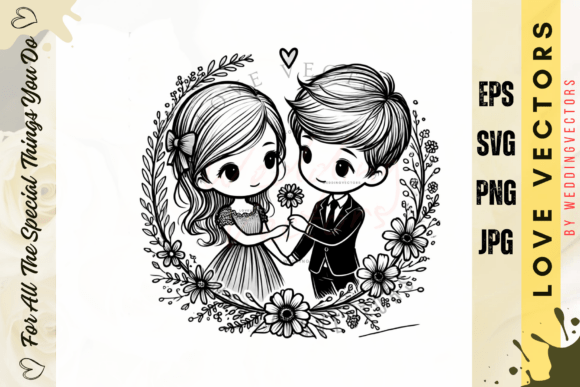 Wedding Couple and Love Vectors - C4936: Elegant Design Assets