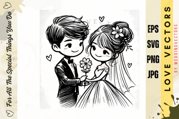 Wedding Couple and Love Vectors - C495