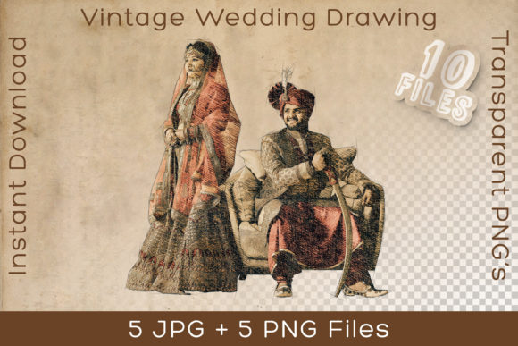 Wedding India Vintage Court Art Drawing: A Designer's Asset